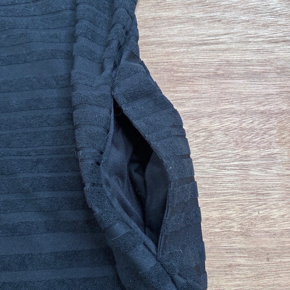 Catalina Hooded Vest Women's 1X Black Ribbed Zip Front Sleeveless Lightweight - Picture 3 of 10